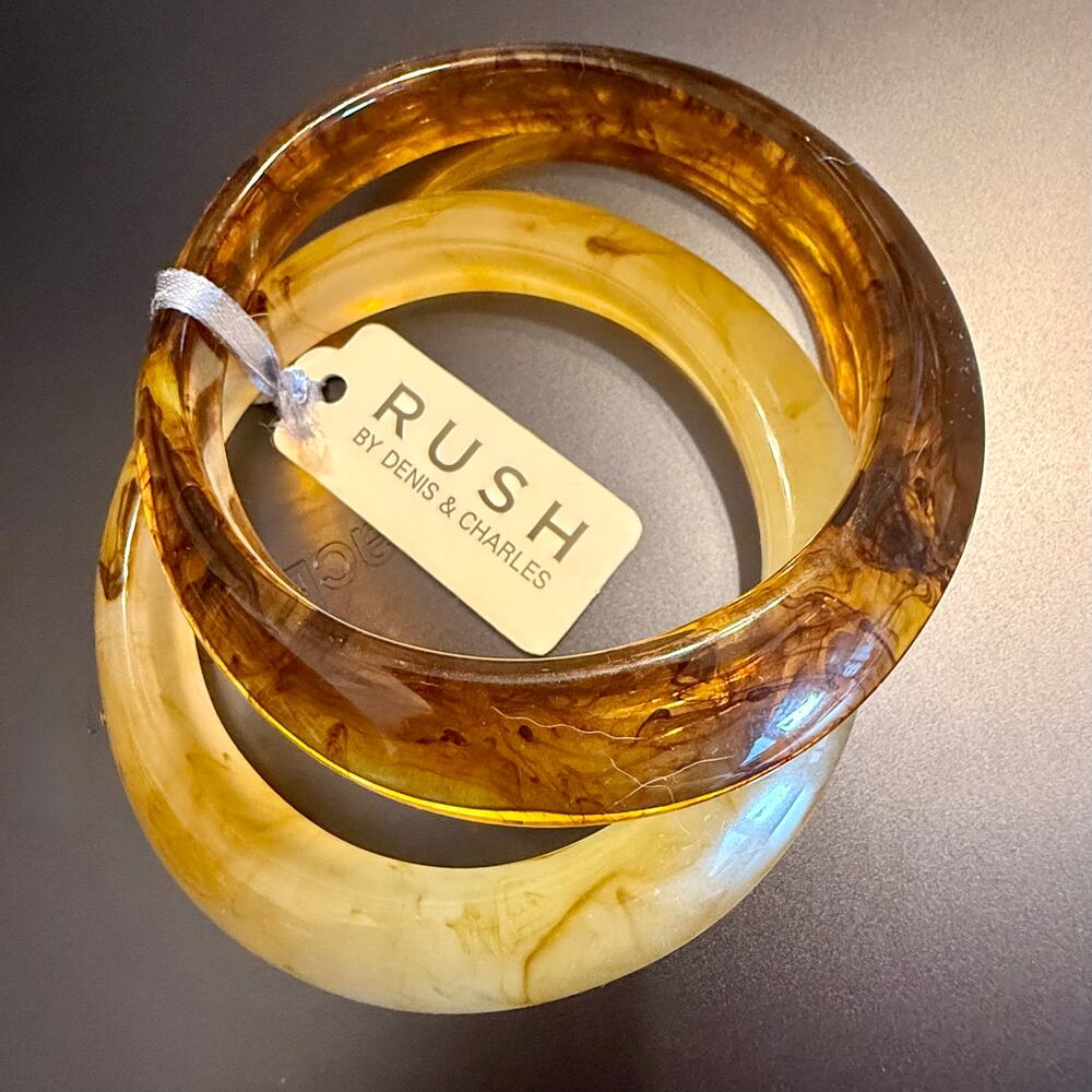 RUSH Denis & Charles Amber Tortoiseshell Lucite Bangle Set